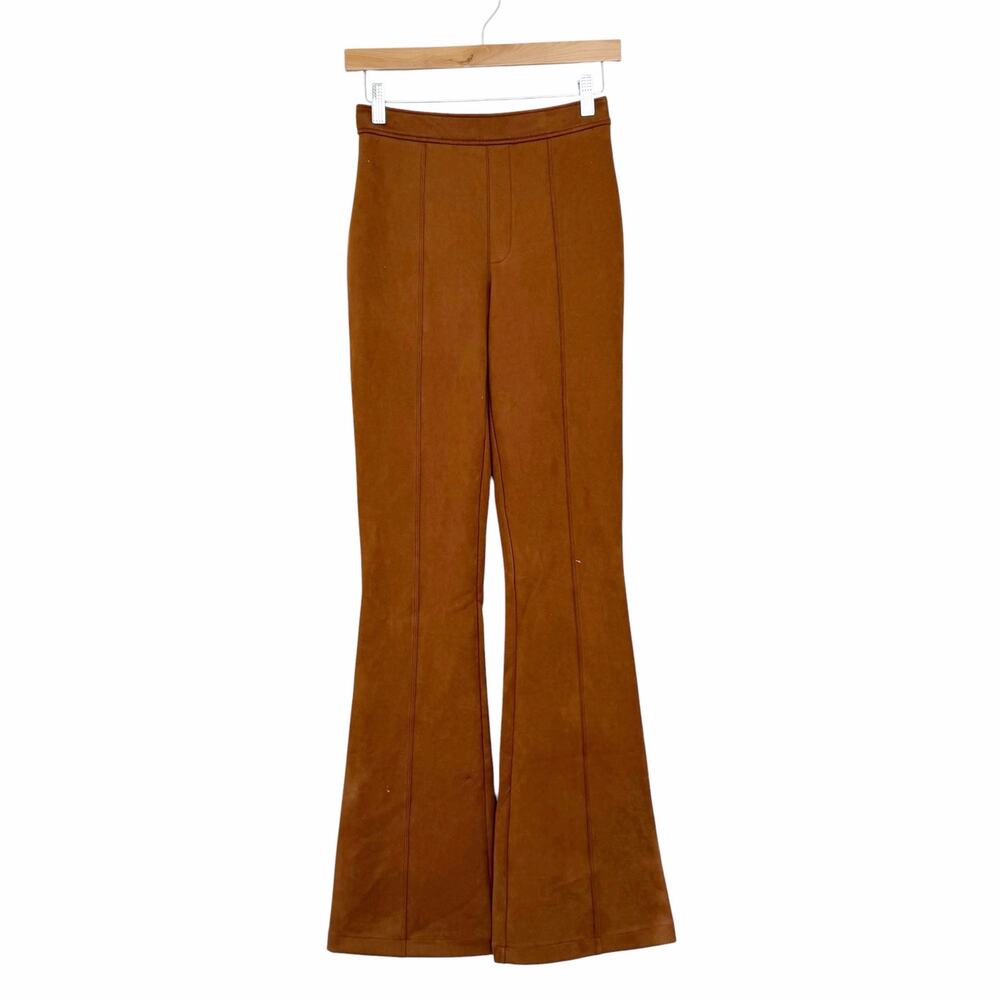 Spanx Faux Suede Flare Pants Rich Camel Sz S